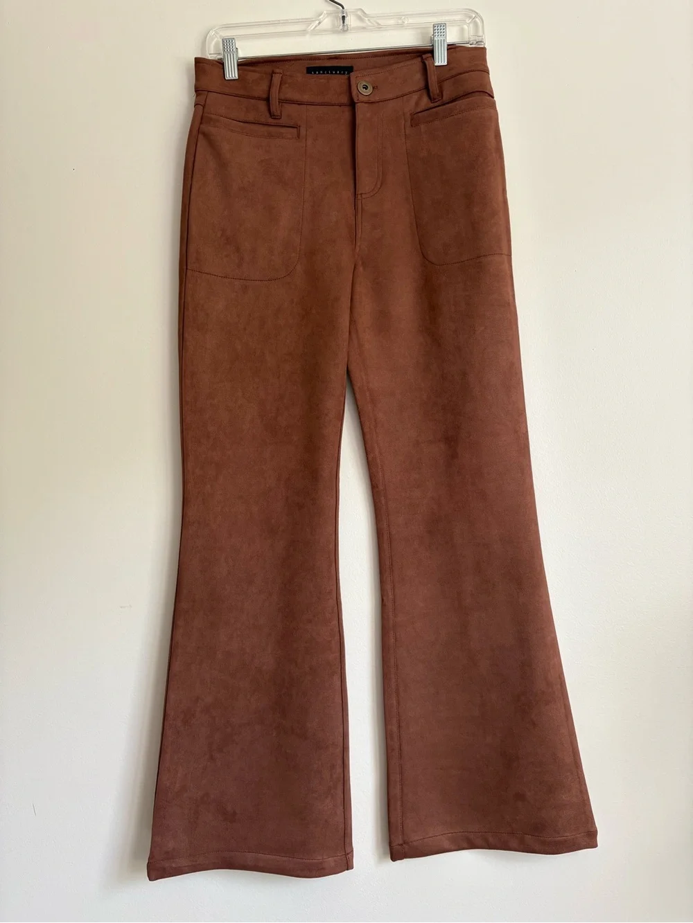 Sanctuary Sawyer Faux Suede Brown Bell Bottom Flare Pants Sz 27 Boho 70s Retro - Picture 3 of 10